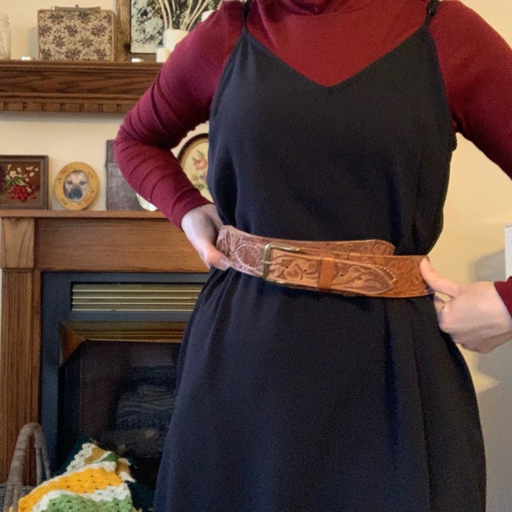 black slip dress